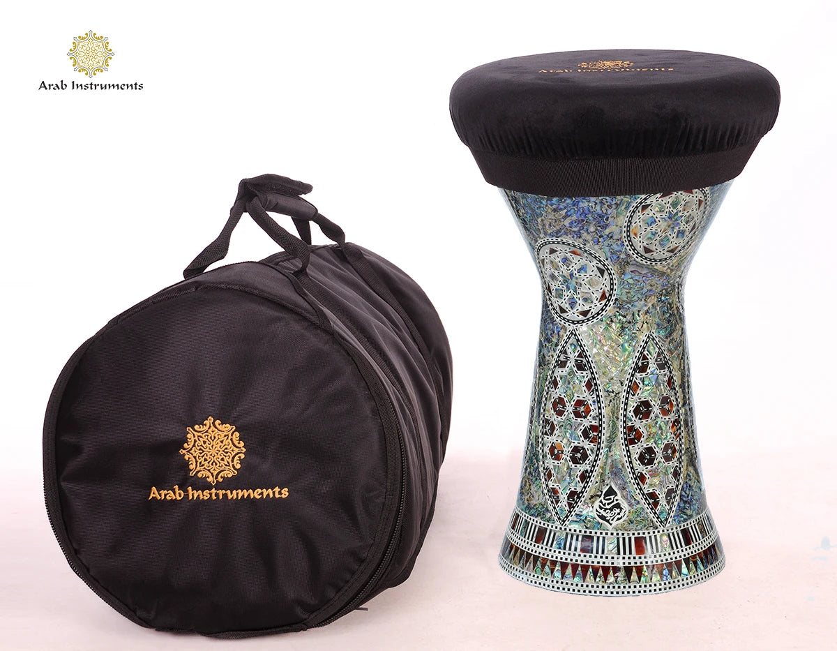 Professional Egyptian Darbuka Drum Nile Green Stars Front View