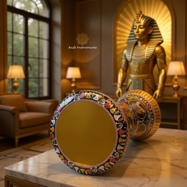 Pharaoh Darbuka Drum with Golden Skin – Premium Sombaty Plus