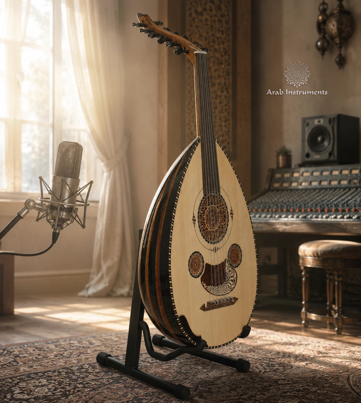 Mourad ELTurky Professional Egyptian Oud – Handmade with a premium spruce top, Wenge & Walnut bowl, and ebony tuning pegs.