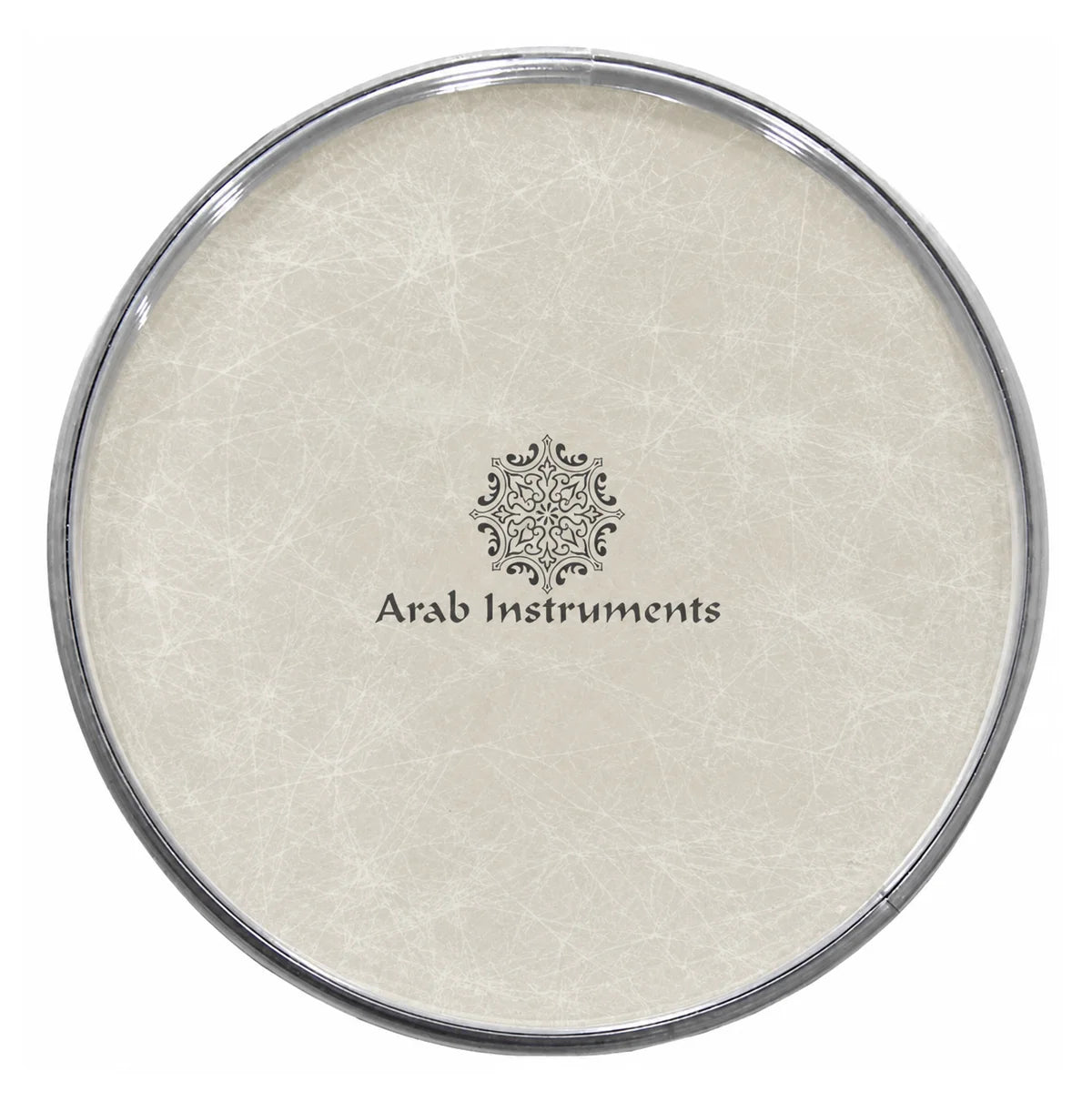 Premium 23 cm Fiber Darbuka Head featuring unique ivory fiber patterns, durable construction, and professional sound performance for Arabic percussion instruments.