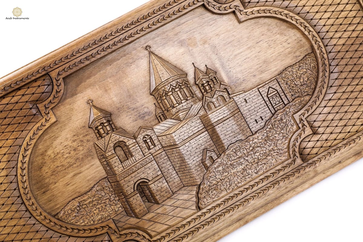 Hand Carved Premium Backgammon Etchmiadzin Church #AI12603