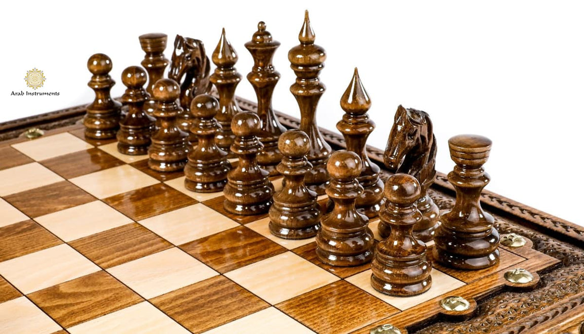 Hand Carved Square Premium Chess & Bronze Legs  #AI21712