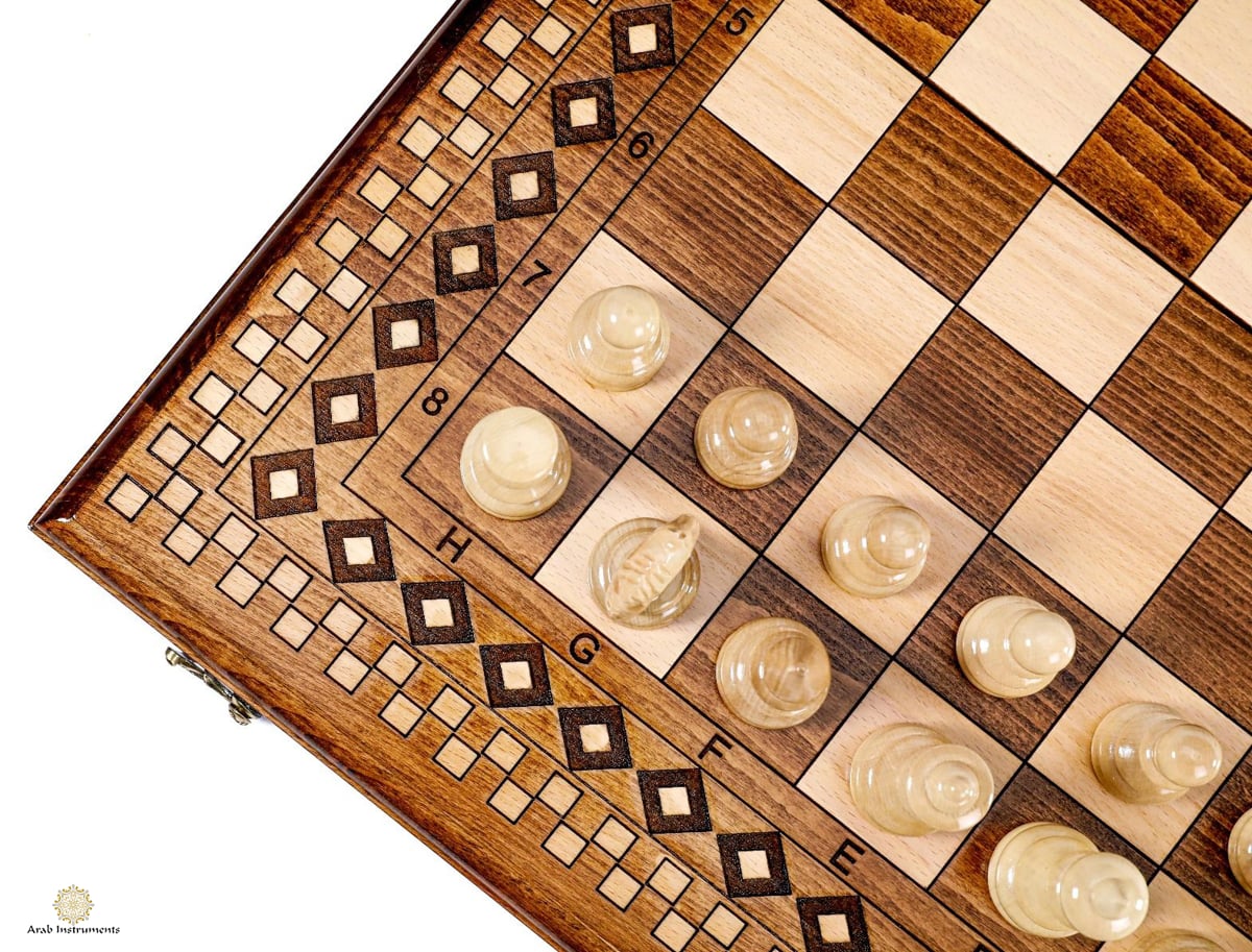 Hand Carved Premium Chess / Backgammon Ornamental Carpet #AI31253