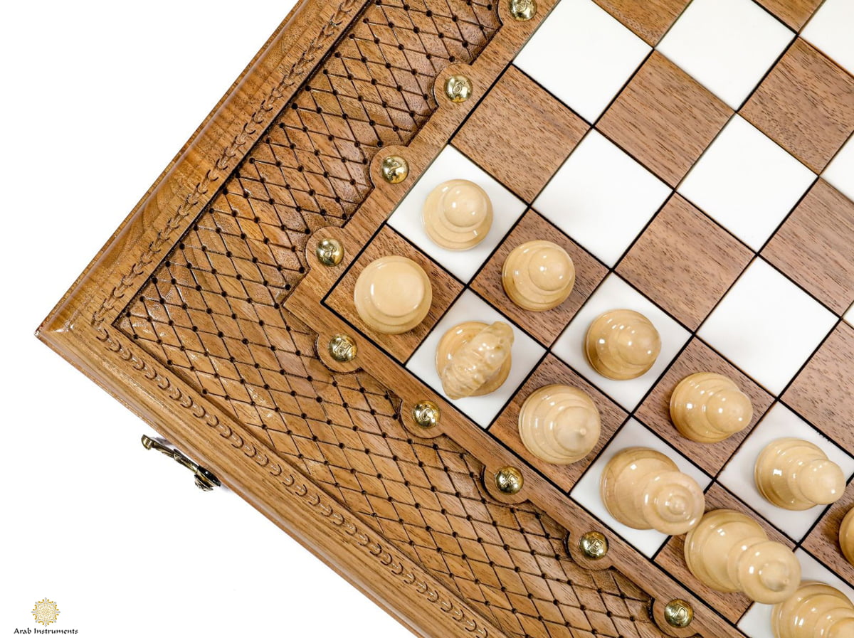 Hand Carved Premium Chess / Backgammon Classic #AI32213