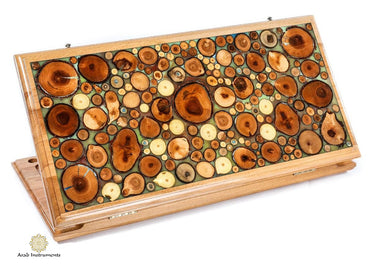 Superb Backgammon with Tree Branch Slices and Epoxy #AI11504turquoise