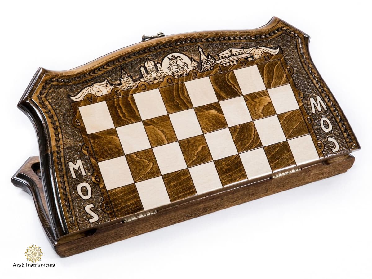 Hand Carved Premium Chess / Backgammon Moscow #AI31386