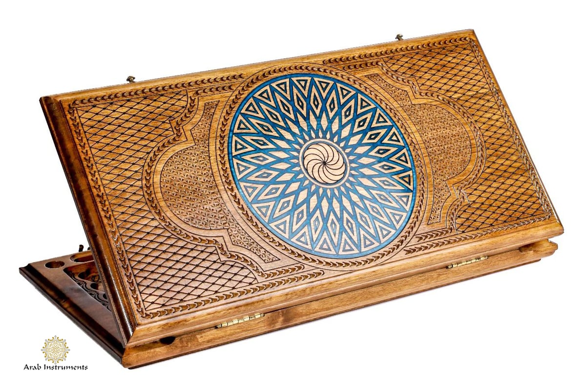 Hand Carved Premium Backgammon Blue Armenian Ornaments #AI12622 Blue