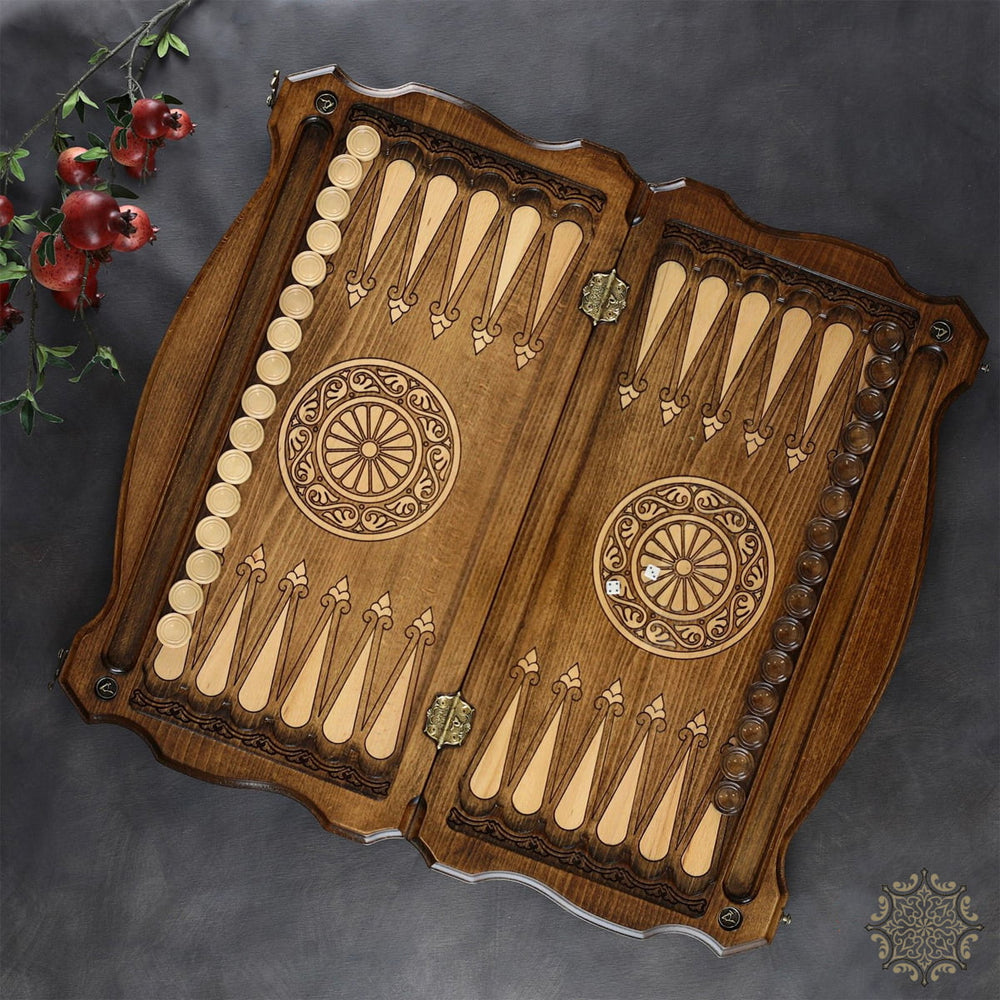 Hand Carved Premium Backgammon Red Pomegranate #AI11333