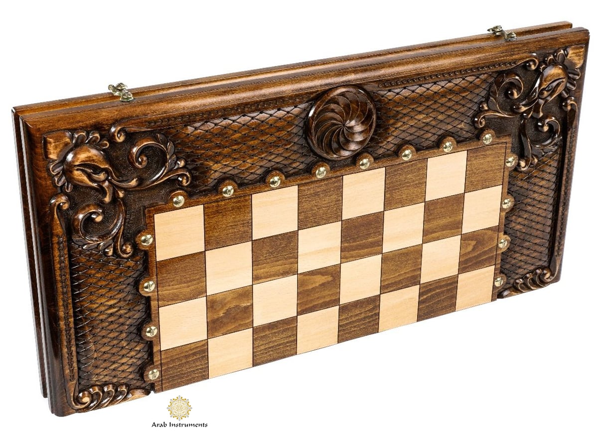 Hand Carved Premium Chess / Backgammon Ornamental Stunning Pattern #AI31214