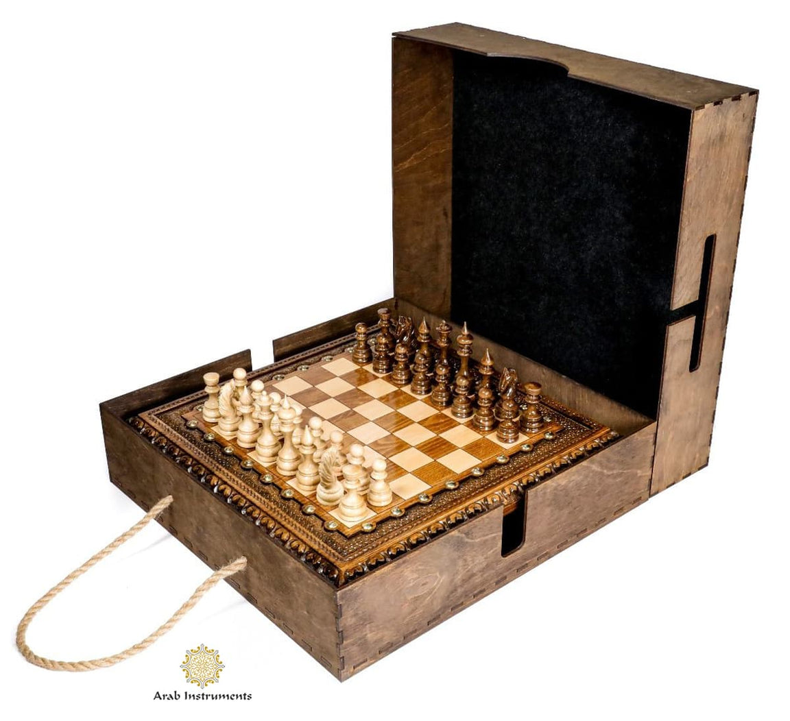 Hand Carved Square Premium Chess & Bronze Legs  #AI21712