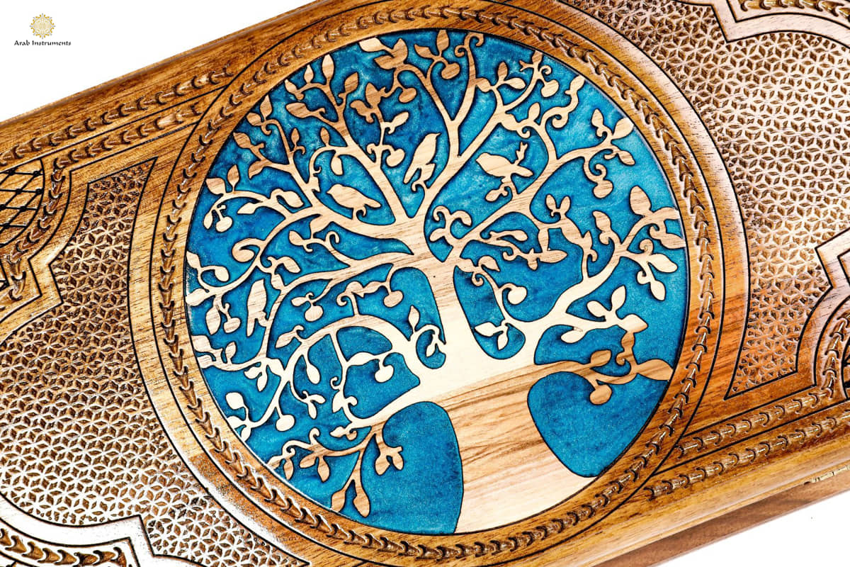 Hand Carved Premium Backgammon Tree Of Love Blue #AI12621 blue