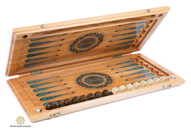 Superb Backgammon with Tree Branch Slices and Epoxy #AI11504turquoise