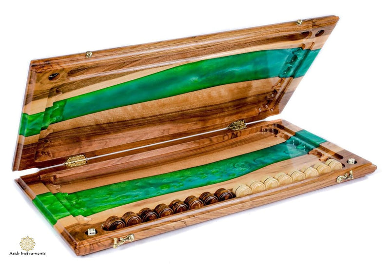 Hand Carved Luxury Backgammon The River #AI12631
