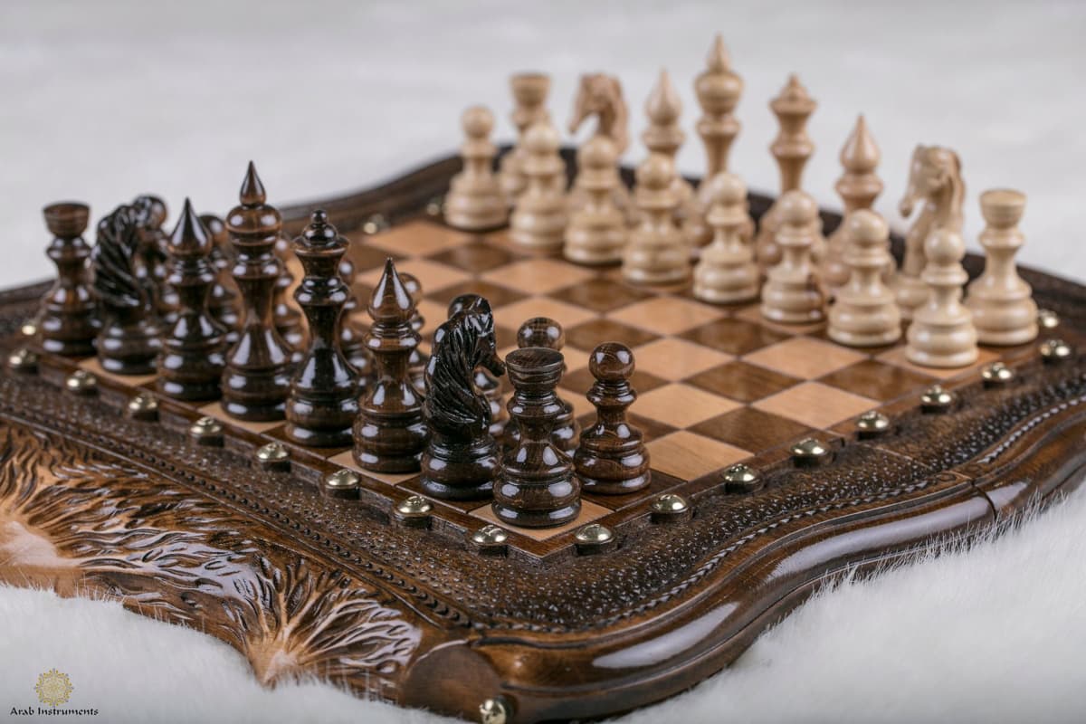 Hand Carved Premium Chess / Backgammon Royalty Mount Ararat #AI31121