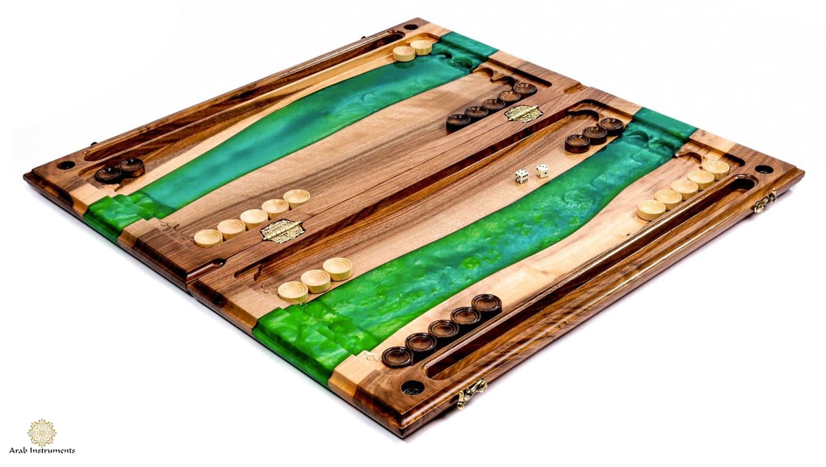Hand Carved Luxury Backgammon The River #AI12631