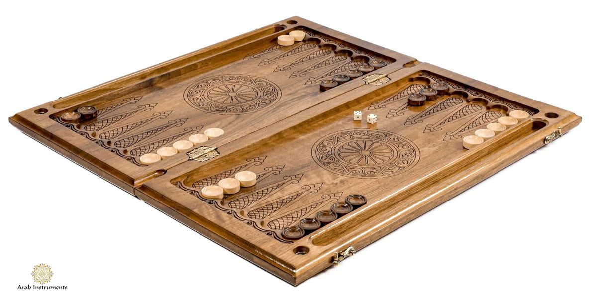 Superb Backgammon with a Nut Peel Filled with Epoxy #AI12645
