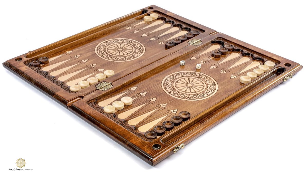 Hand Carved Ornament Backgammon With Epoxy #AI11538