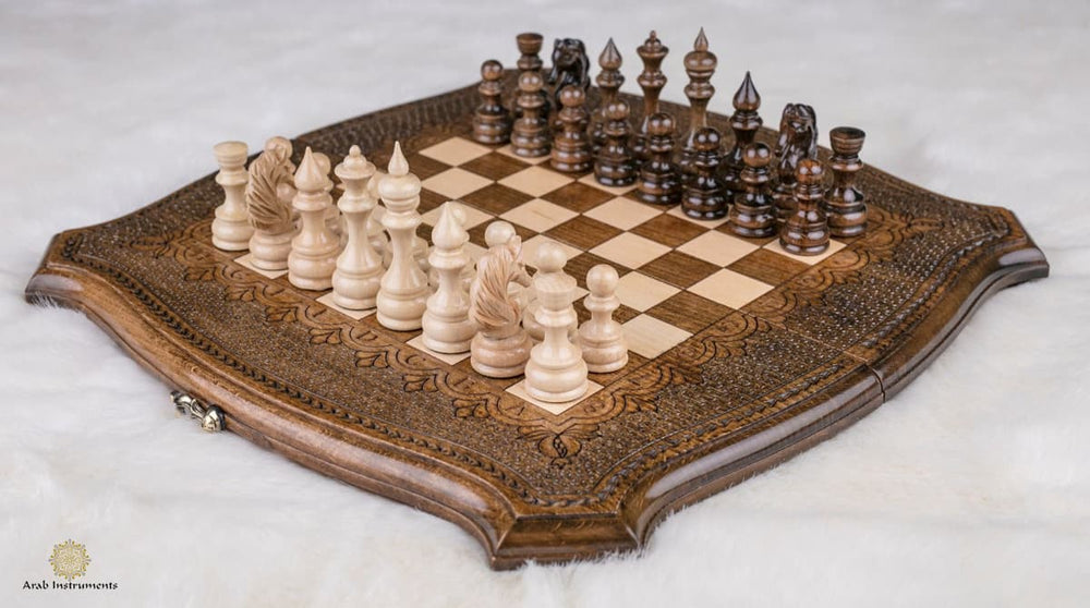 Hand Carved Premium Chess / Backgammon Shapes and Ornament #AI31332