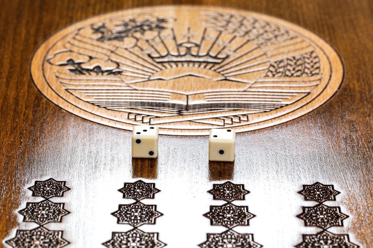 Hand Carved Premium Backgammon Arms of Tajikistan #AI11850Tajikistan