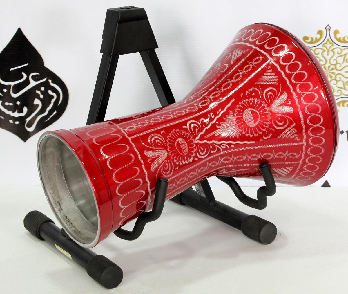 Arab Instruments Beginner Aluminum Doumbek - Red Flowers #006