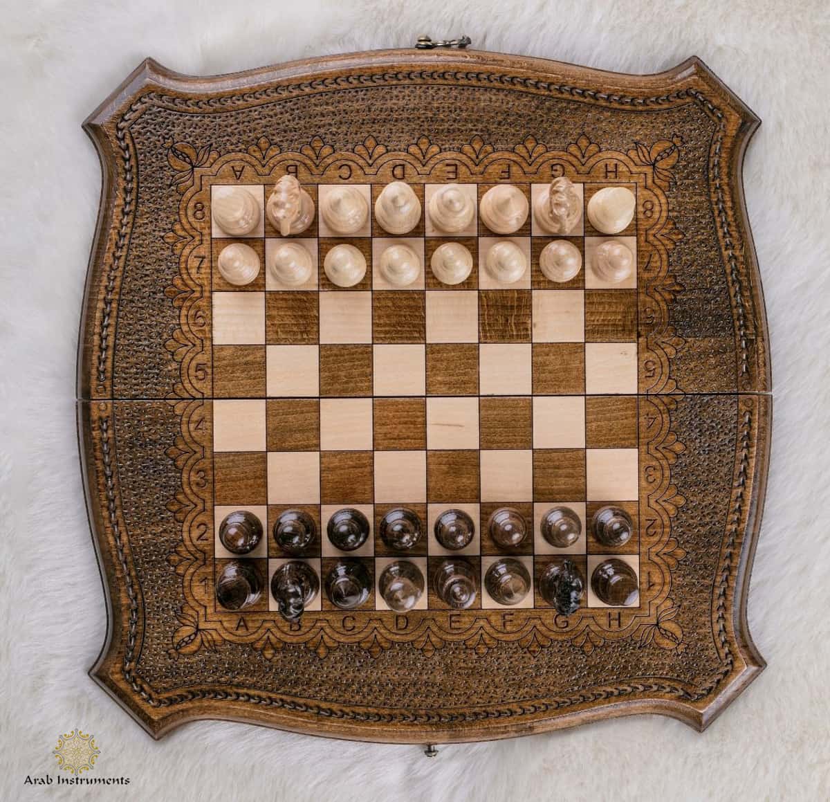 Hand Carved Premium Chess / Backgammon Shapes and Ornament #AI31332