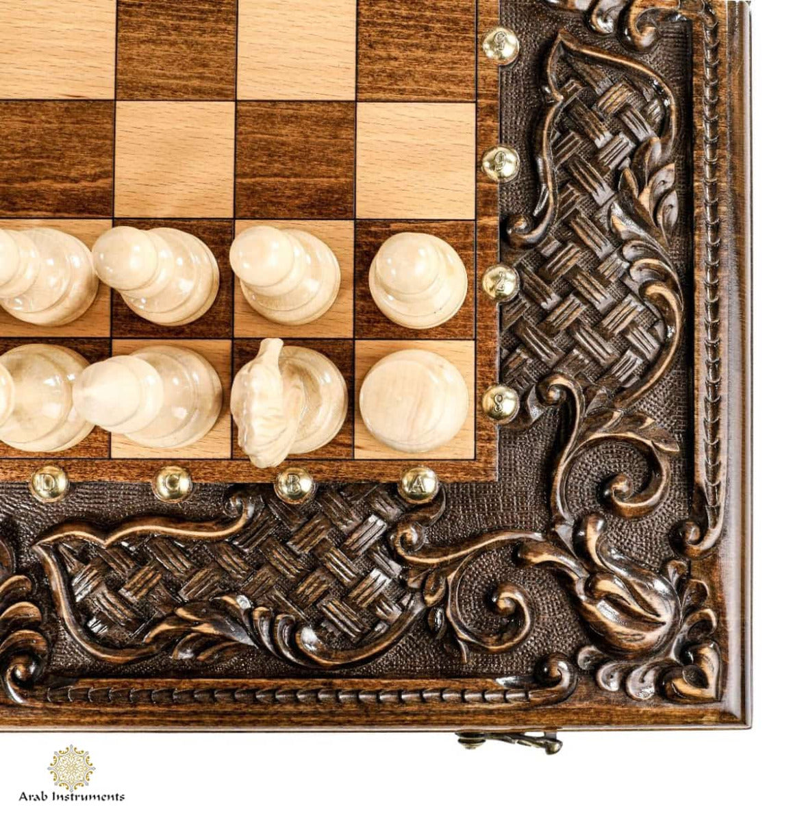Hand Carved Premium Chess / Backgammon Ornamental Braid Pattern #AI31273