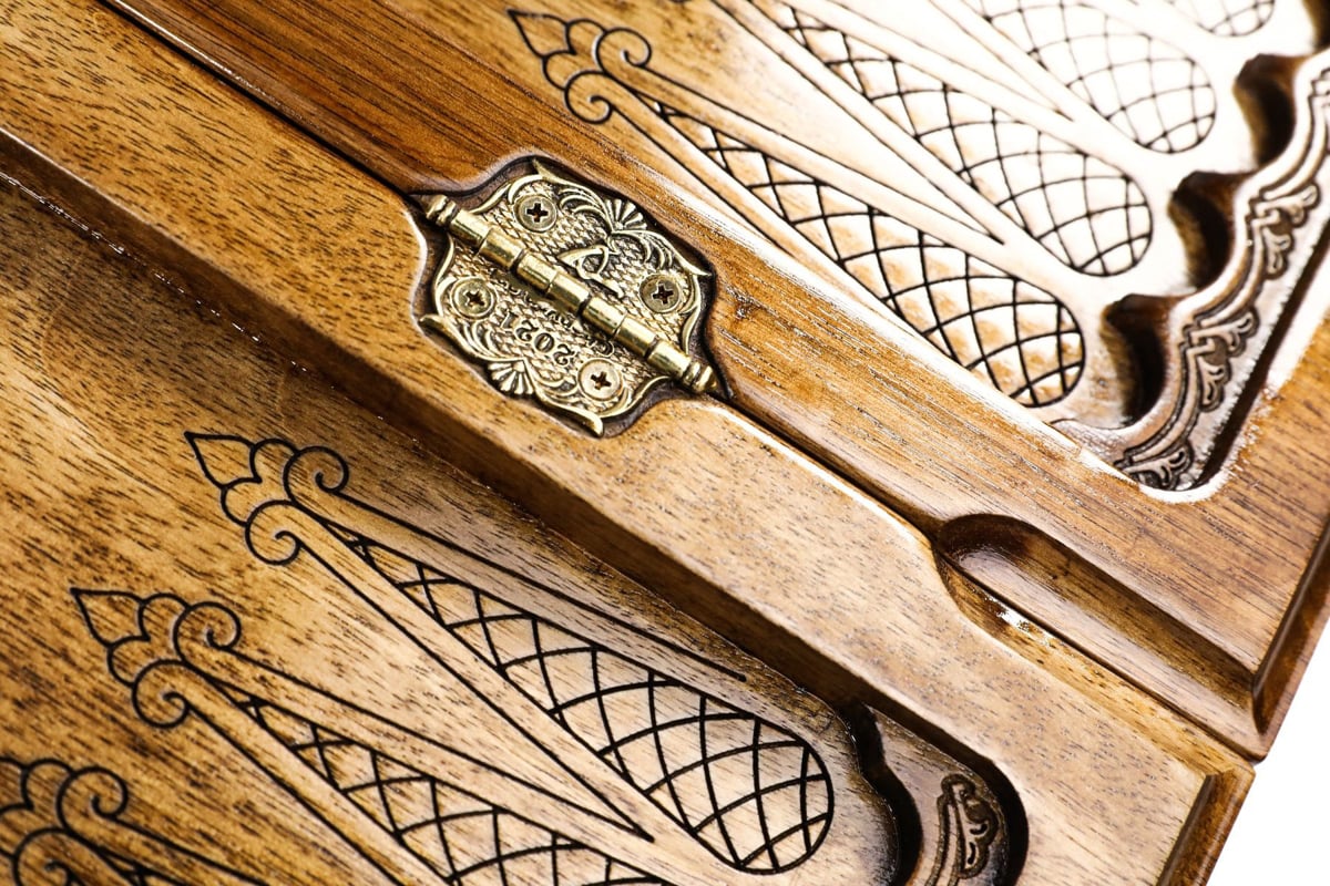 Hand Carved Ornamental Backgammon Filled Epoxy #AI12628