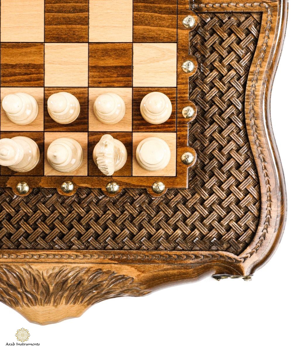 Hand Carved Luxury Chess / Backgammon Board Ornamental #AI31123