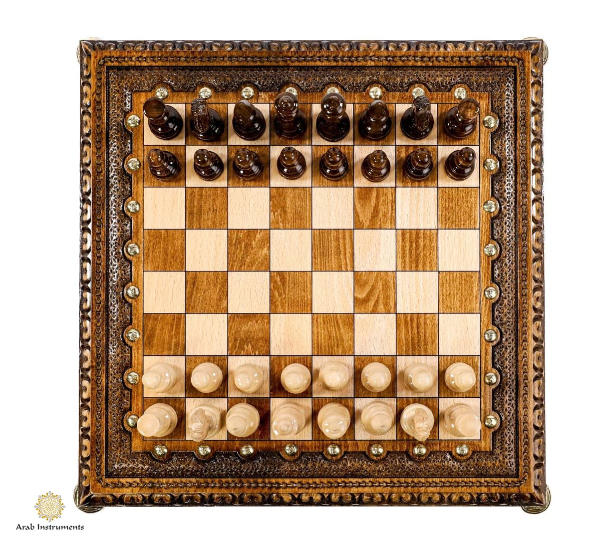 Hand Carved Square Premium Chess & Bronze Legs  #AI21712