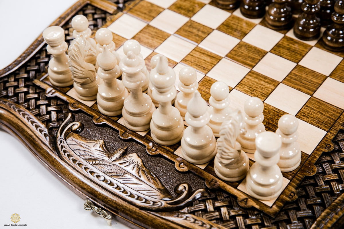 Hand Carved Premium Chess / Backgammon Braid Patterns #AI31340