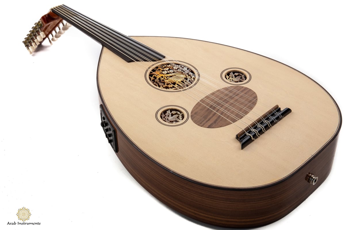 Professional Walnut Turkish Half Electric Oud with Equalizer #028D