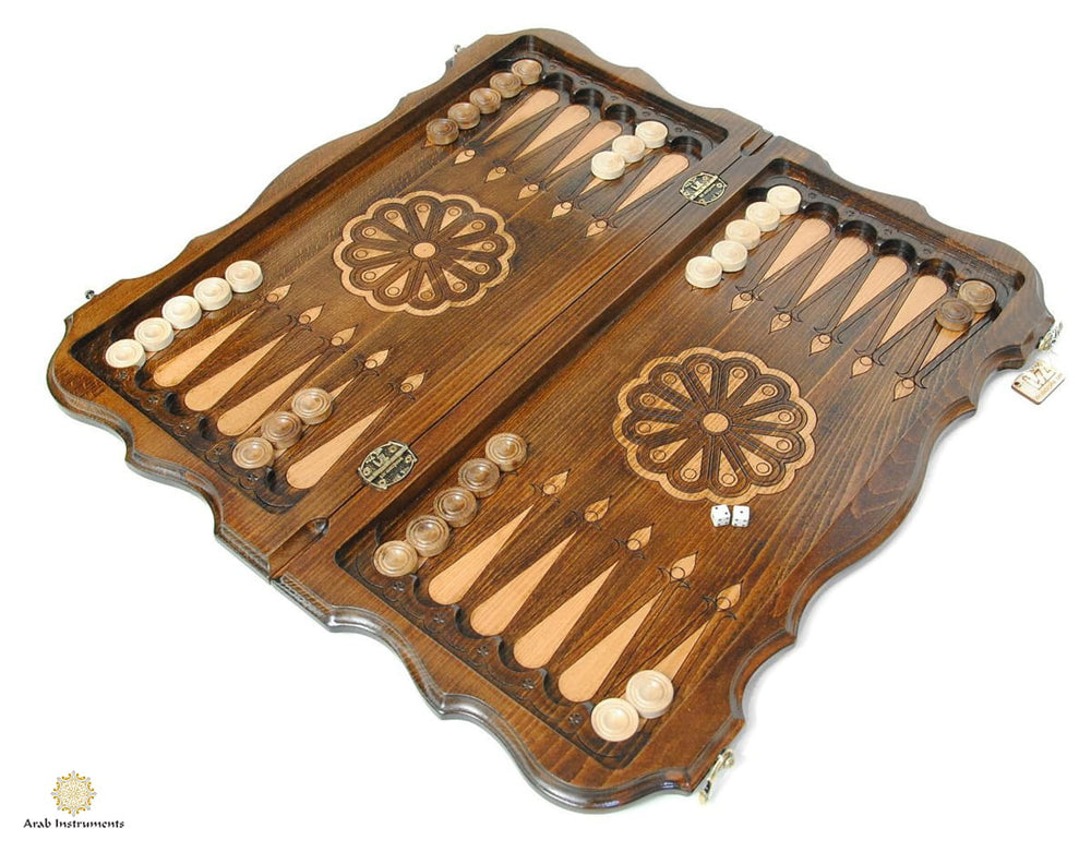 Hand Carved Premium Chess / Backgammon Wood Ornamental #AI31354