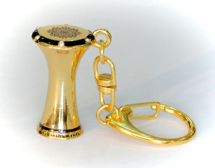 Miniature Metal  Darbuka / Doumbek Key Chain Gold Color Plated #101