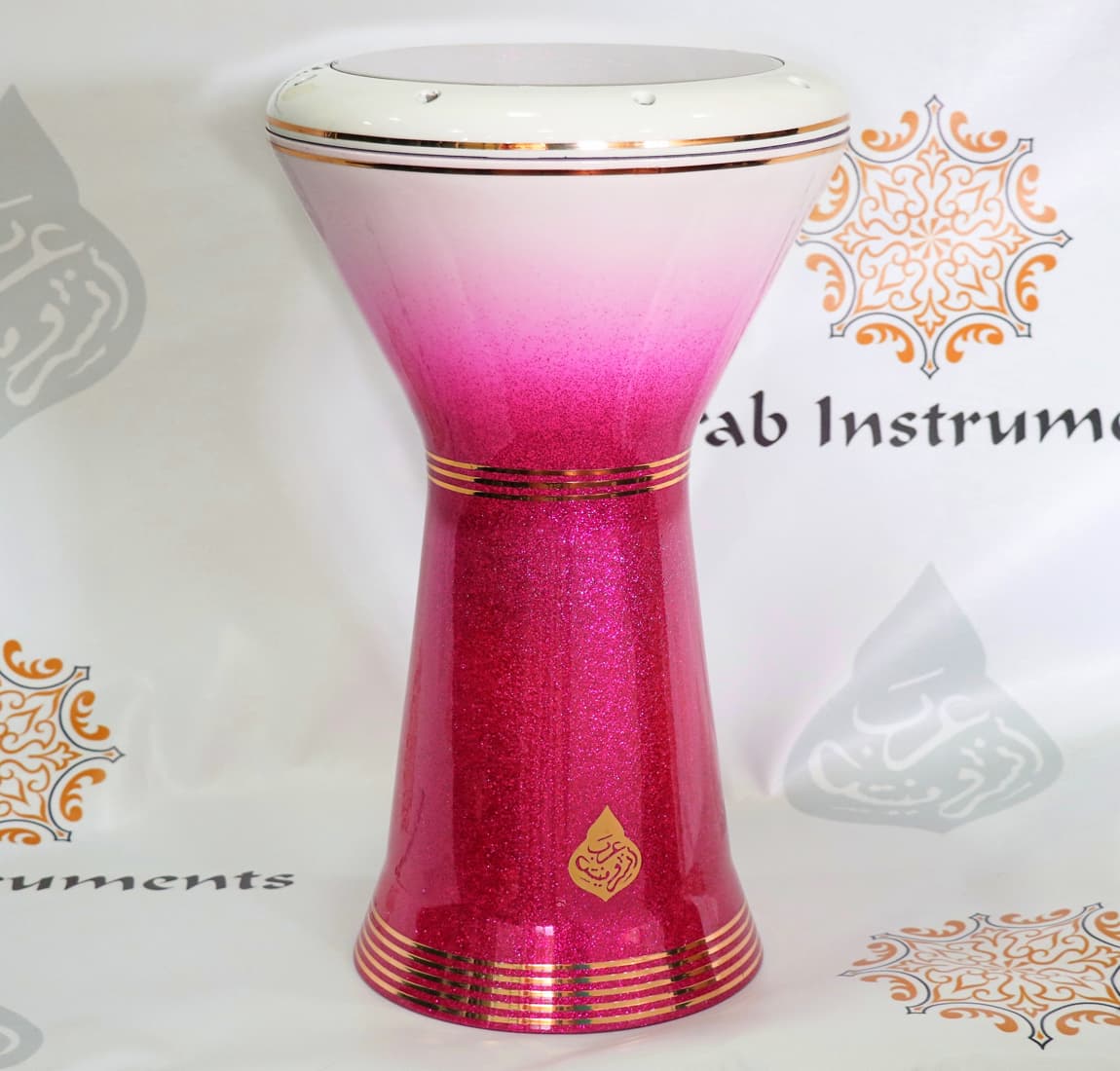 Pink & White Crown Darbuka Sparkling Premium Sombaty Plus #0773