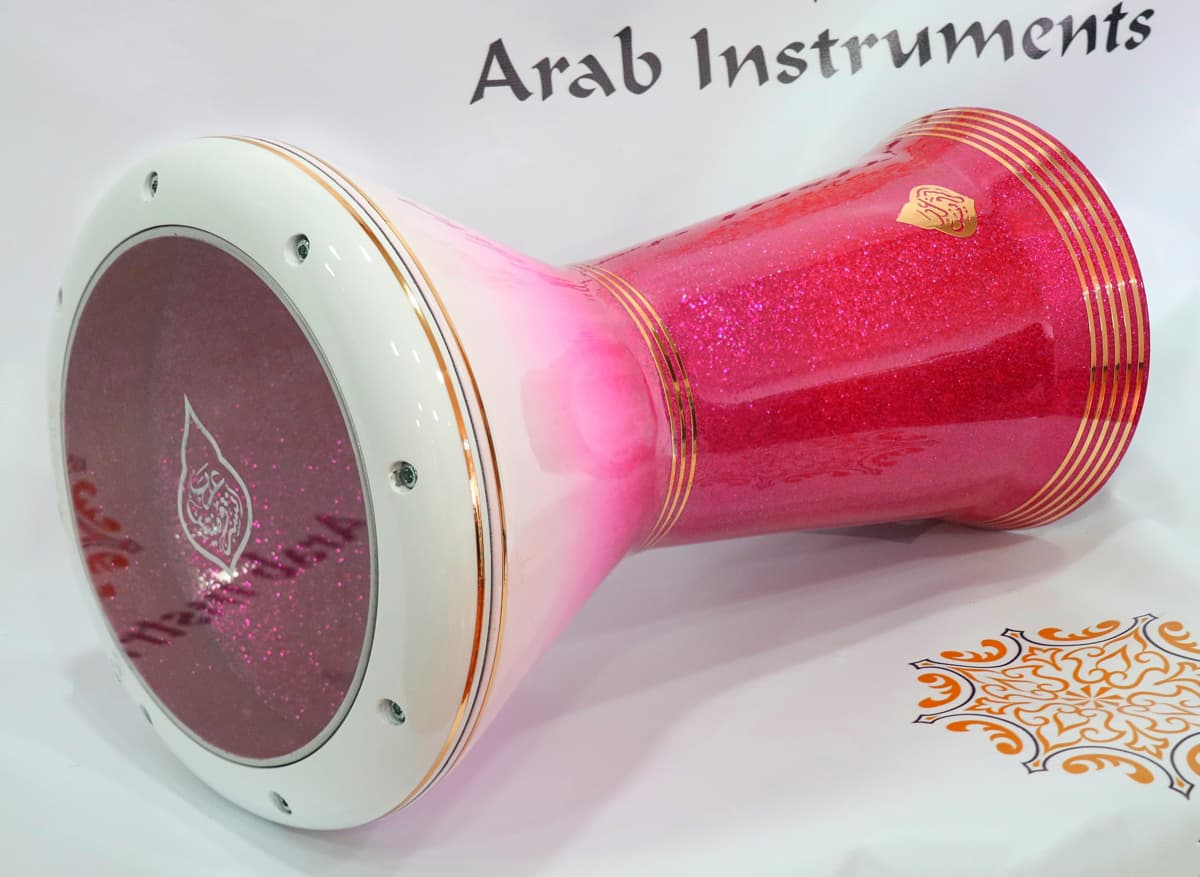 Pink & White Crown Darbuka Sparkling Premium Sombaty Plus #0773