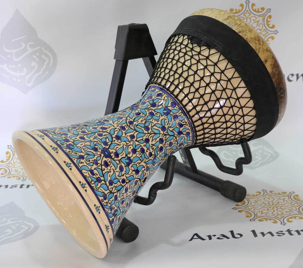 Ceramic Darbuka With Fish Skin Blue Garden Armenian Art 4443