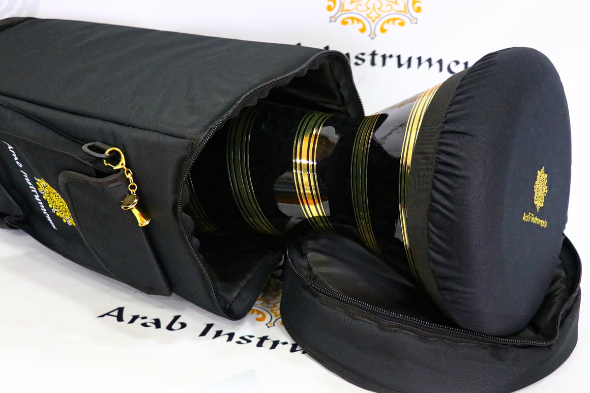Crown Premium Sparkling Black & Gold 8 pegs Darbuka #0774